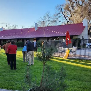 Pool &amp; lawn, near game room.
