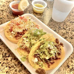 3 Small Tacos ~ carne asada, chicken, and fried fish