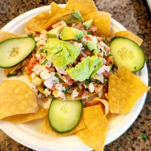 Shrimp ceviche tostada