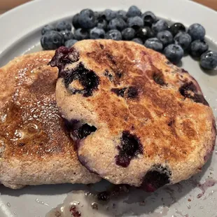 Fluffy and flavorful blueberry pancakes.