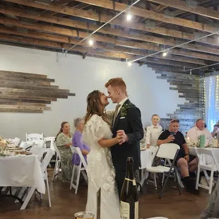Cafeteria/Reception side of the Rancho Venue. Pictured: groom dance