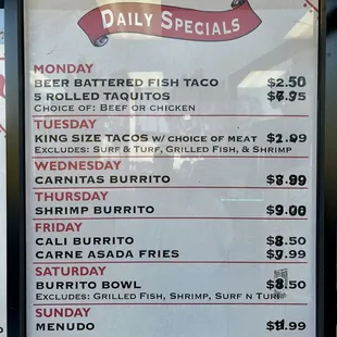 Daily Specials