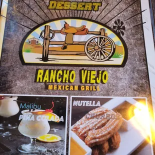 Drink &amp; dessert menu