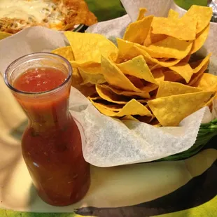 Old school complimentary chips and salsa