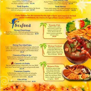 a menu for a mexican restaurant