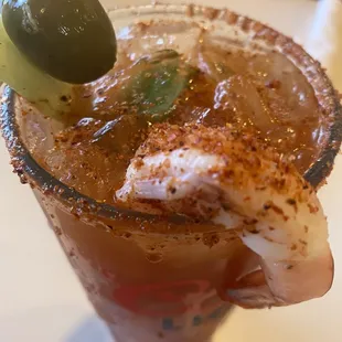 a close up of a bloody drink