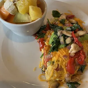 Senior garden omelette beautifully presented and delicious. Just right for a healthy eater.  I'll be back!