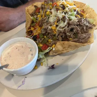 Taco salad , it's huge in person