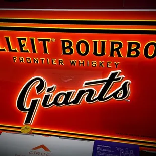 a lighted sign for the giants