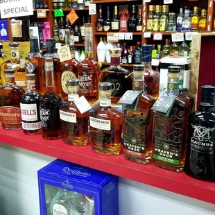 a variety of liquors