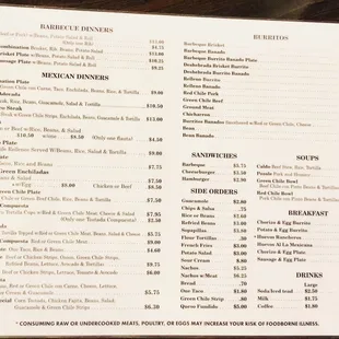 Menu if Ranchway, interior.