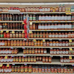 Neatly lined shelves