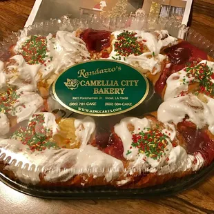 Kingcakes for Christmas available- this strawberry one was yummy!