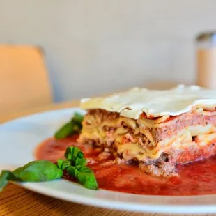 a plate of lasagna