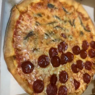 Half anchovies half pepperoni