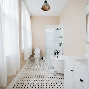 We have one bathroom and a dressing room that leads to it.