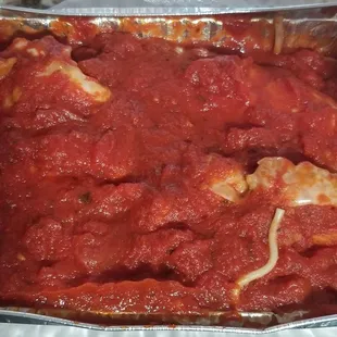 Soggy favorless chicken parm - gave me a stomach ache. Never again. Save yourself the time, money, stomach... and just order somewhere else