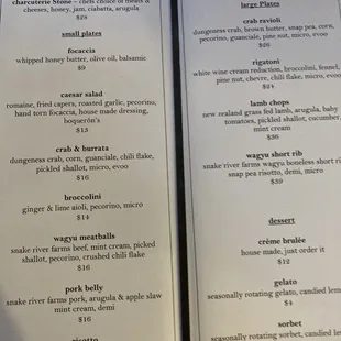 menu