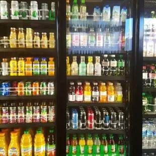 a refrigerator full of drinks
