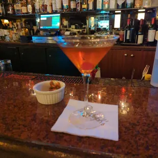 a martini on the bar