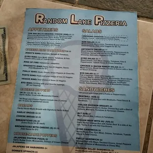 Menu side 1