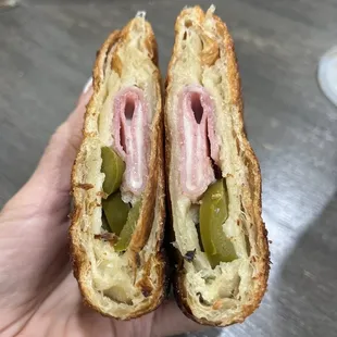 Jalapeño with ham and cheese croissants