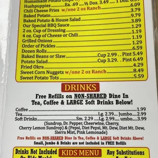 Menu (Randy&apos;s Barbecue: Statesville, NC)