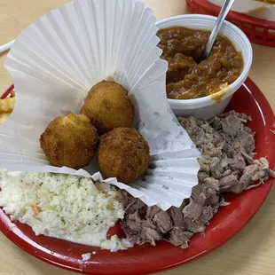 BBQ Plate w/ slaw, baked beans, and fries (Randy&apos;s Barbecue: Statesville, NC)