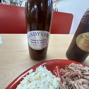 Their two bottles of BBQ sauce. Both vinegar based NC style sauces.