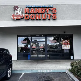 The front of Randy&apos;s Donut. Located in small strip mall