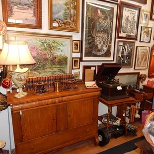 Oak buffet and beautiful art