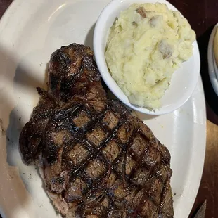 16 oz Ribeye with mashed potatoes