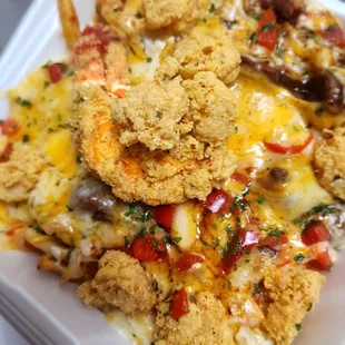 Lobster tail gumbo fries