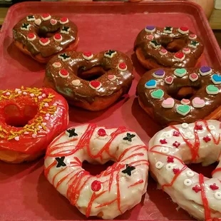 HAPPY VALENTINE&apos;S DAY.  WE HAVE SOME LARGE HEART SHAPED DONUTS FOR SALE. FIRST TIME WE HAVE TRIED THIS ONE.