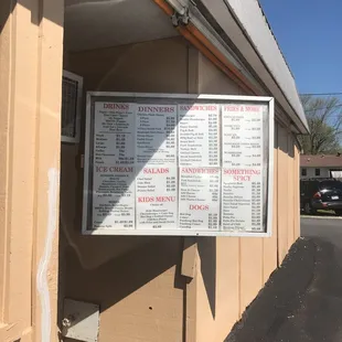 Drive thru menu