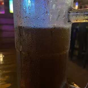 a glass of cold beer