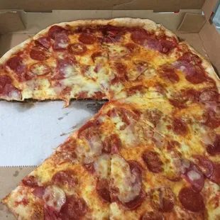 Large Pepperoni, Canadian Bacon and extra cheese!