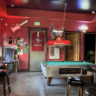 Inside and pool table