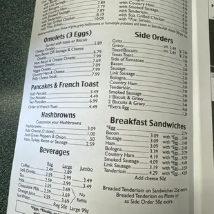 breakfast menu