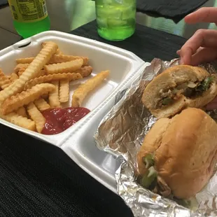 Philly cheese steak and fries
