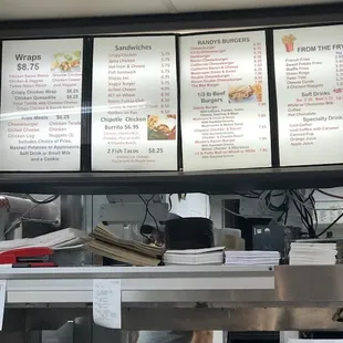 menus on the wall