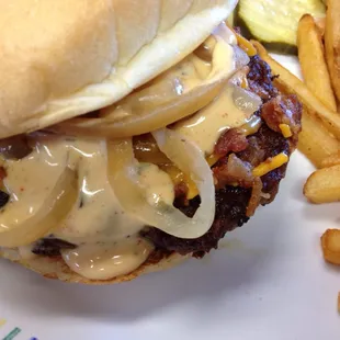 Chipotle cheddar bacon burger
