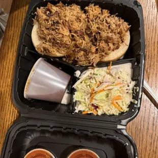 Carolina BBQ entree with beans and Slaw soup