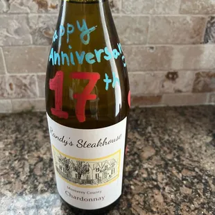 Anniversary gift bottle