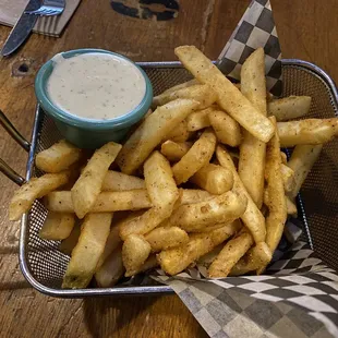 Side order of seasoned french fries- so hot had to wait to eat. Perfect!