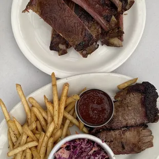 Brisket plate and 1/2 rack ribs