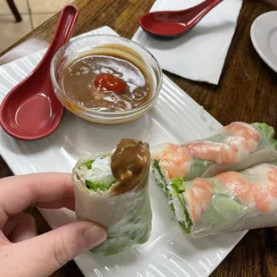 Shrimp and pork spring rolls