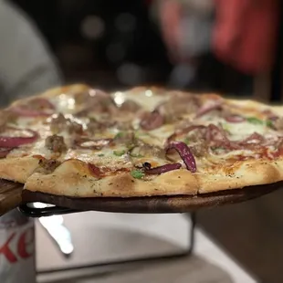 Sausage and onion pizza