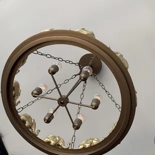 a chandelier hanging from the ceiling
