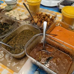 Chicken pakora, dal palak, chicken tikka masala, veg bagara, subz sangam, garlic naan